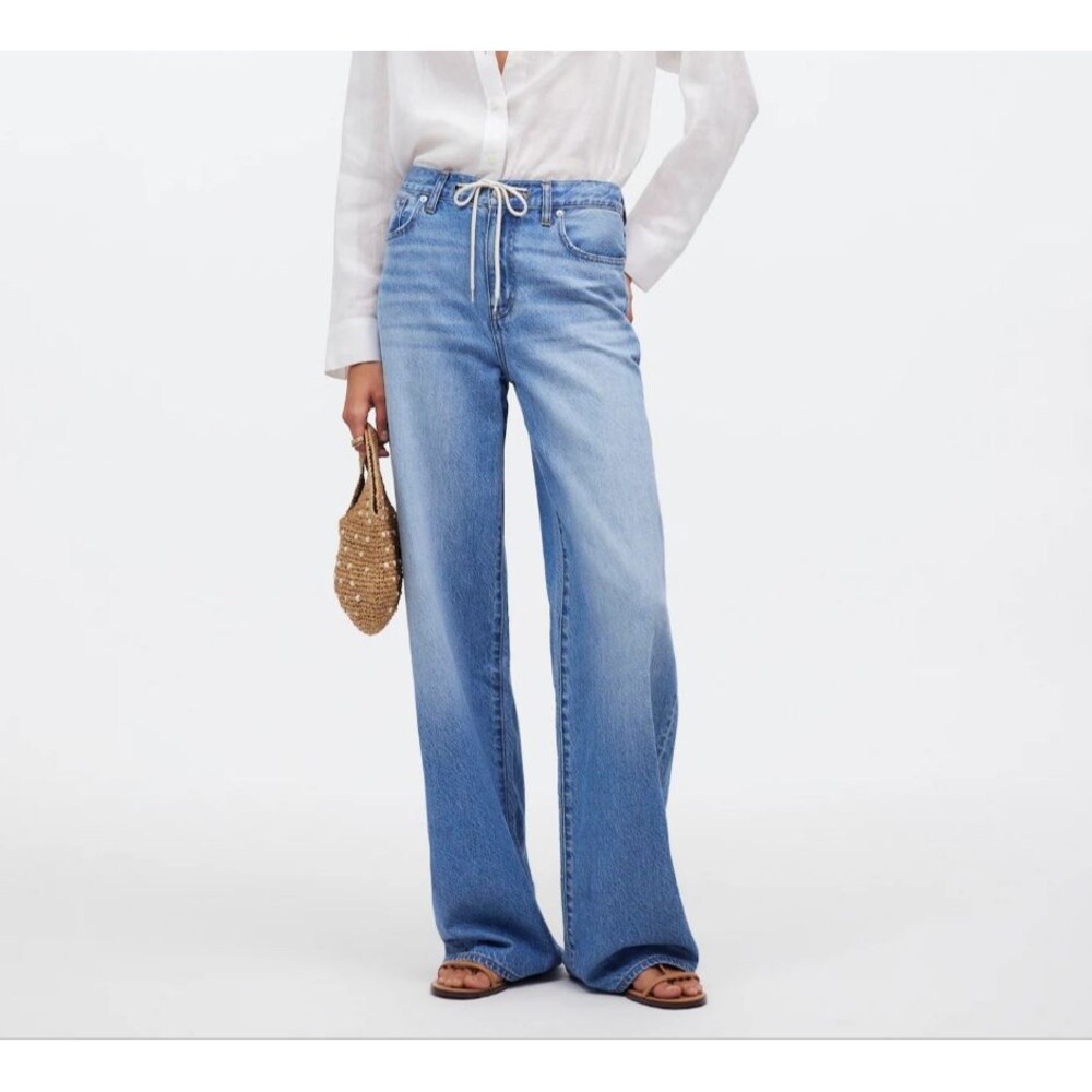 Madewell Super Wide Leg Jeans 30x30 (Tag 27) High Rise Drawstring Waist Relaxed
